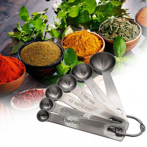 6 Pcs Measuring Cup Tea Coffee Metal Measuring Spoon Scoop For Cooking
