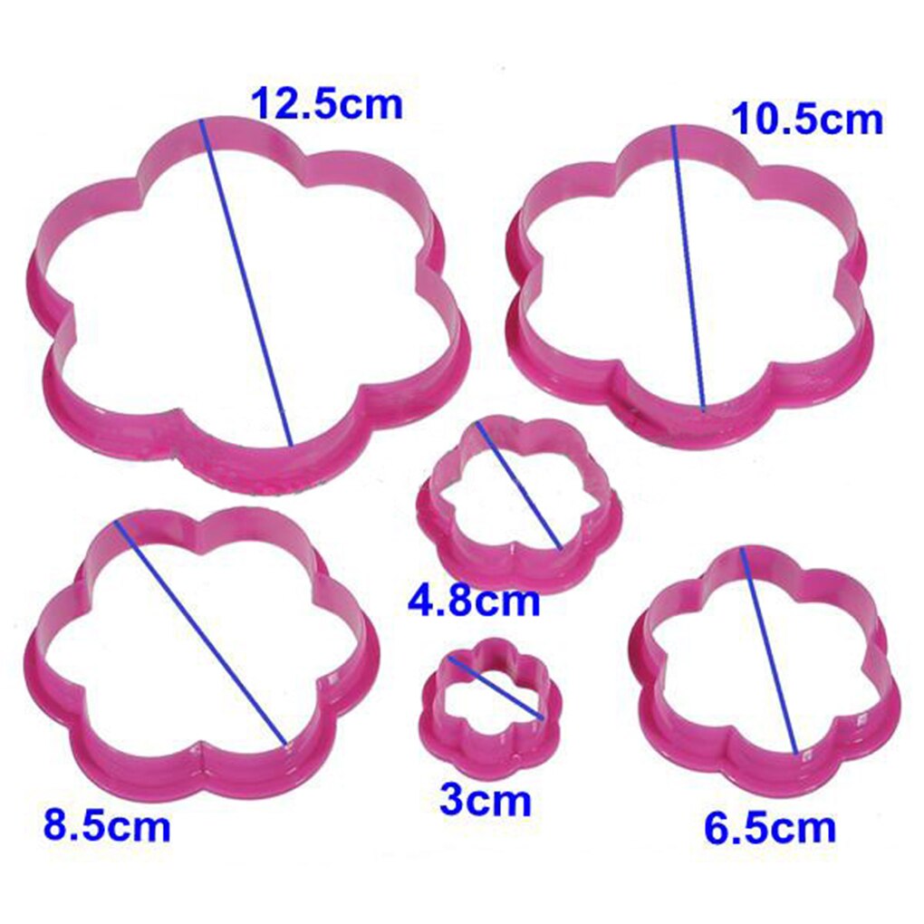 6pcs Rose Shaped Plastic Biscuits